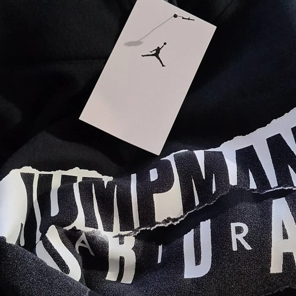 Jordan Jumpman Black Graphic Hoodie Pullover Size Large NWT